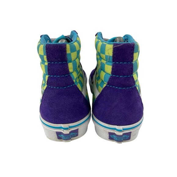 Vans Women’s Sk8 Hi Checkerboard Skate Shoes Violet/Cyan Size 7.5 - Picture 4 of 8